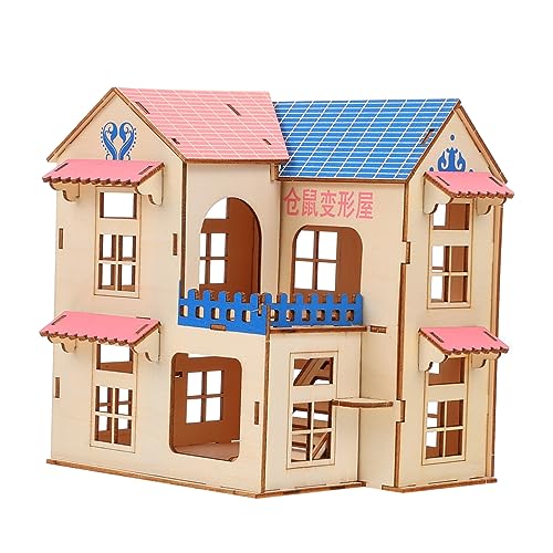 HEMOTON Hamsterschloss Aus Holz Für Hamster Rennmäuse Und Mäuse Mehrschichtiges Hamsterhaus Als Spielzeug Und Nest Natürliche Holzhaube Für Kleine Haustiere von HEMOTON