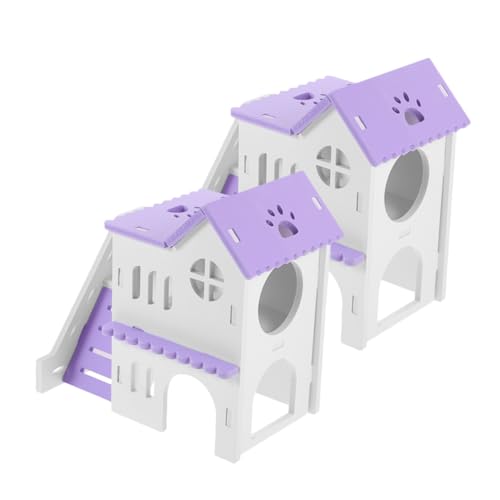 HEMOTON 2 Sätze Farbenfrohes Hamsterhaus mit Rampen Teiliges für Kleine Tiere als Rückzugsort für Hamster Ratten und Andere Kleintiere Bietet Gemütlichen Schlafplatz und Spielspaß von HEMOTON