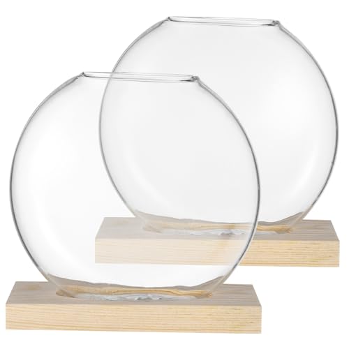 HEMOTON 2 Sets Holzvasen Glas Pflanzenhalter Kleine Glasvasen Für Blumen Vase Glas Anzuchtvase Schreibtisch Anzuchtstation Glasvasen Zur Dekoration Bauernhaus Pflanzvase von HEMOTON