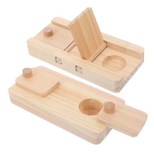 HEMOTON 2er-Pack Holzfutterspielzeug Für Hamster Leckerlis Puzzle-Box Fütterungsspielzeug Für Kleintiere Hamsterfutter Natürliches Holzkauen von HEMOTON