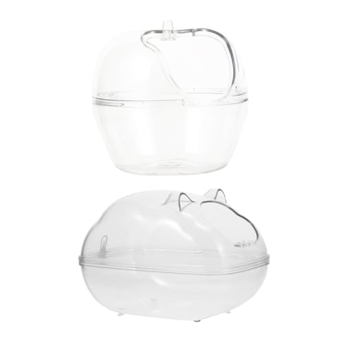 HEMOTON 2 Stück Hamster Sandbad Transparent Hamster Badezimmer Sandbad für Kleine Kleintiere Wie Chinchilla Multifunktional als Badewanne Futterstelle Toilette Geeignet von HEMOTON