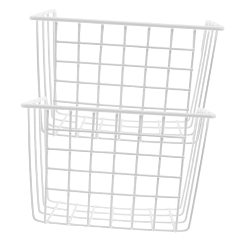 HEMOTON 2 Stück Heuraufe für Kaninchen und Meerschweinchen Robuster Metallrahmen Wandmontierbarer Heukorb Platzsparender Heufutterhalter für Kleine Haustiere Weiß von HEMOTON