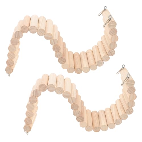 HEMOTON 2 Stück Holz Kletterleiter für Kleintiere Brücke für Hamsterkäfige DIY Aktivität und Sozialem Spiel für und Außenbereiche Langlebig und Sicher von HEMOTON