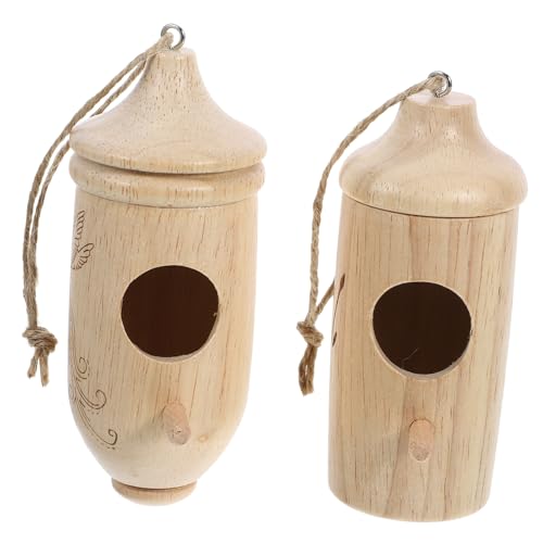 HEMOTON 2 Stück Holz Nistkasten für Wetterfestes Hängendes Vogelhaus aus Holz für Garten als Futterstelle oder Nistplatz für Kleine Vögel von HEMOTON