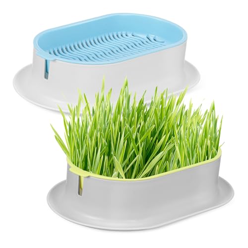 HEMOTON 2stücke Hydroponisches Katzengras Set Cat Grass Planter Platzsparende Stilvolle Anzuchtbox Für Gesunde Snacks Für Kleine Wohnungen Wasserwechsel-Design Langlebig Und Robust von HEMOTON