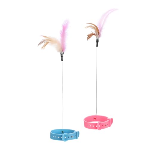 HEMOTON 2 Stück Katzenhalsband Interaktive Teaser Sticks für Katzen Spaßige und Ansprechende Spielzeuge für Kätzchen und Katzen im Innenbereich Rosa und Blau HEMOTON 2 Stück Katzenhalsband Interaktive Teaser Sticks für Katzen Spaßige und Ansprechende Spielzeuge für Kätzchen und Katzen im Innenbereich Rosa und Blau von HEMOTON