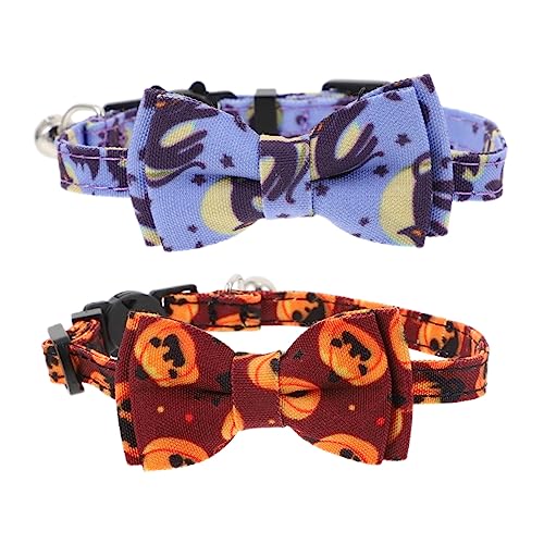 HEMOTON 2stücke Halloween-Stil Katzenhalsbänder Verstellbar Für Haustiere Dekorativ Katzenhalsband Party Haustierhalsdeko Haustierhalsband Katzenhalsbänder von HEMOTON