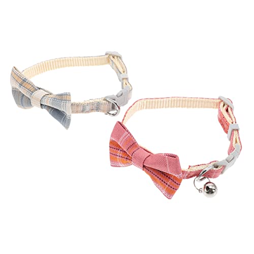 HEMOTON 2 Stück Katzenhalsband binden Halskette Rosa Bogen dekoratives Haustierhalsdekor Haustierhalsband mit Schleifenknoten Fliegen für Katzen Rostfreier Stahl von HEMOTON