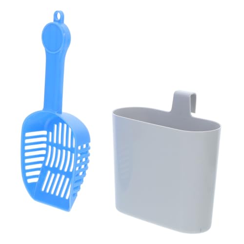 HEMOTON 2 Stück Katzenstreu-Schaufel-Set Abfallschaufel-Caddy Aufbewahrung von Katzenstreu Katzenstreuschaufel mit Tasche Katzenstreusieb schaufelfreie Katzentoiletten Katzenkot Abs Grey von HEMOTON