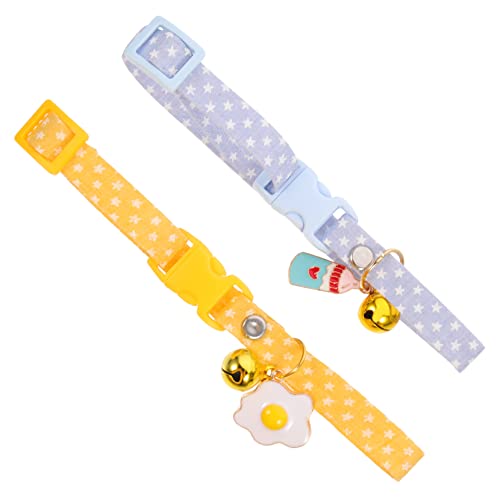 HEMOTON 2 Stück Kragenanhänger Nacken süßes kleines Katzenhalsband verstellbares für Haustiere Glocke Katzenhalsband Haustierhalsband für Katzenkragen Baumwolle Polyester von HEMOTON