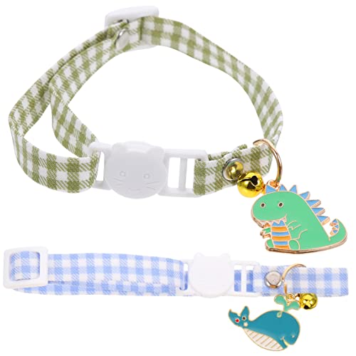 HEMOTON 2 Stück Kragenanhänger für Katzenkragen Katze mit Glocken Haustier für Kätzchen Katzenhalsbänder für Mädchenkatzen Einstellbarer Kätzchenkragen Baumwolle Polyester von HEMOTON