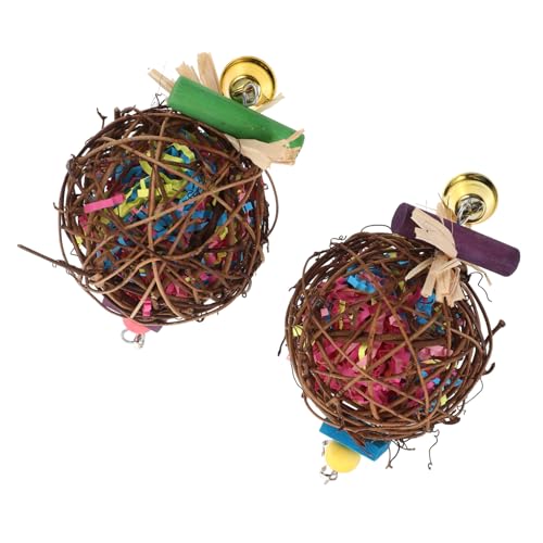 HEMOTON 2stücke Papageien-kauspielzeug Vogel-hängespielzeug Papageienspielzeug Haustierspielzeug Vogelkäfig-Spielzeug Balldesign Kreative Spielzeuge von HEMOTON
