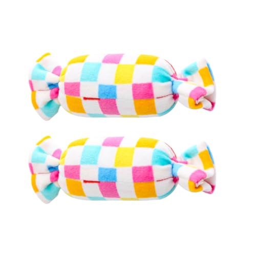 HEMOTON 2 Stück Plüsch Kauspielzeug für Kleine Hunde Buntes Bonbon Design Sicheres Beißen Fördert Aktivität und Zahnpflege für Tägliches und Langsames Fressen von HEMOTON