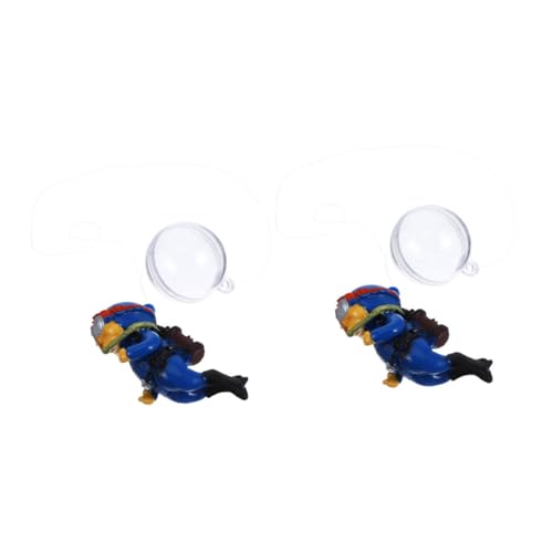 HEMOTON 2 Stück Schwimmende Aquarium Dekoration PVC Taucher Figur mit Saugnapf Sicher Fischbehälter Ornament für Verschiedene Aquarien Lebendige Deko Zubehör von HEMOTON