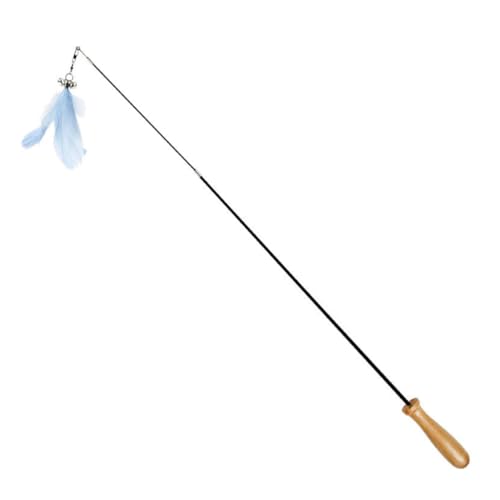 HEMOTON 2 Stück Teiliges Katzenspielzeug aus Robustem Holz mit Einstellbarem Carbonfaser stab Interaktiver Katzenangel in Blau und Fördert Bewegung und Spielspaß für Katzen und Kätzchen von HEMOTON