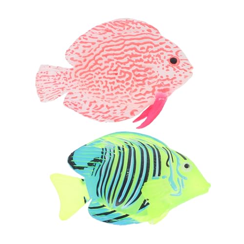 HEMOTON 2 Stück Teiliges Leuchtende Fische Aquarium deko mit The Dark Glanz Langlebige Farbintensive Künstliche Fischornamente für Büro und Zuhause Pflegeleicht Mystische von HEMOTON