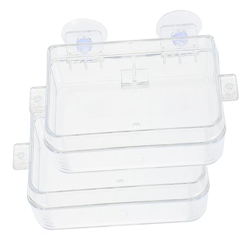 HEMOTON 2 Stück Transparentes Reptilienfutter und Wassernapf Fluchtgeschützter Futternapf für Geckos Eidechsen und Andere Reptilien Praktischer Saugnapf für Terrarien von HEMOTON