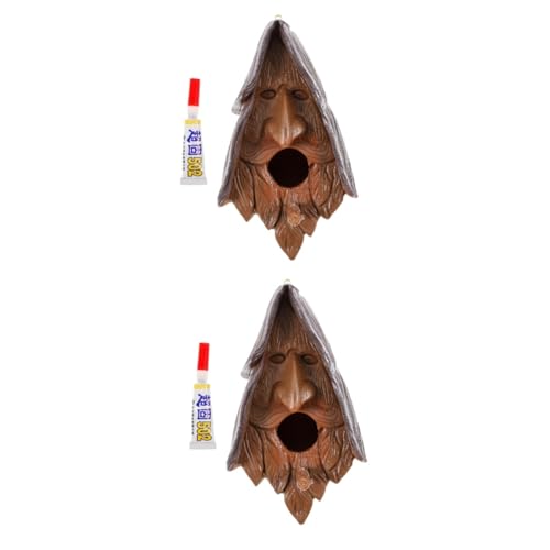 HEMOTON 2 Stück Vogelfutterhaus Wetterfestem Harz Hängendes Vogelhaus für Garten und Terrasse Dekoratives Nistnest für Wildvögel Bietet Schutz und für Vögel von HEMOTON