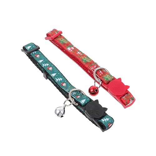 HEMOTON 2 Stück Weihnachtliches Katzenhalsband mit Quick Release Verschluss Verstellbares Langlebiges Haustierhalsband Rot und Grün Komfortabel und Festlich für Katzen und Welpen HEMOTON 2 Stück Weihnachtliches Katzenhalsband mit Quick Release Verschluss Verstellbares Langlebiges Haustierhalsband Rot und Grün Komfortabel und Festlich für Katzen und Welpen von HEMOTON