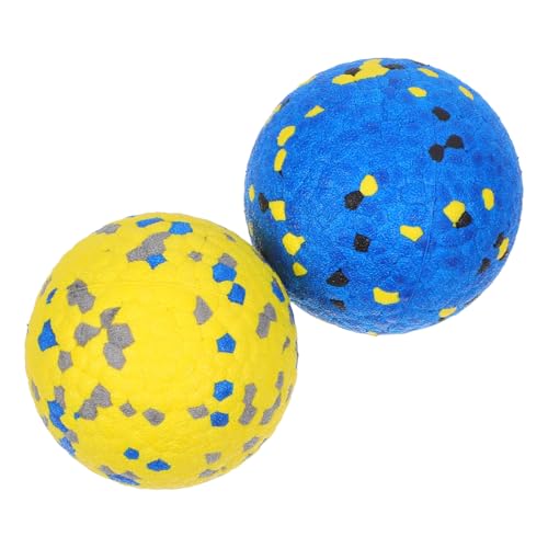 HEMOTON 2 Stück Widerstandsfähige Hundespielbälle mit Quietscher Interaktive Kauspielzeuge für Kleine Hunde Zahnfreundliche Oberfläche Lebendige Farben Gelb Blau für Training und von HEMOTON