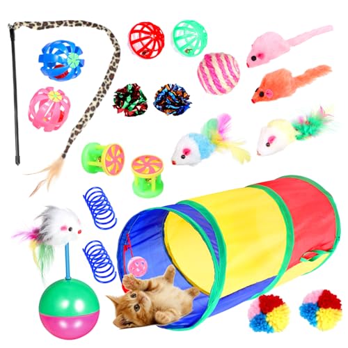 HEMOTON 20Stücke Teiliges Katzenspielzeug für Innenkatzen Interaktive Spielzeuge mit Bunten Kugeln Tunnel und Beschäftigung für Kätzchen Stärkung Bindung von HEMOTON