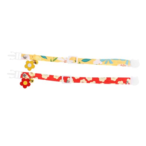 HEMOTON 2Stücke Blumenmuster Haustierkragen Verstellbarer Und Katzenkragen Mit Glocken Design Komfortables Und Stilvolles Halsornament Für Haustiere von HEMOTON