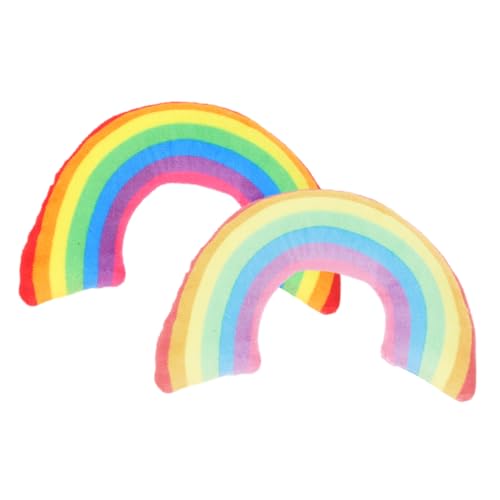 HEMOTON 2Stücke Katzenminze Bequemes Für Katzen Mit Nackenstütze Für Drinnen Und Draußen Fördert Und Spielspaß Design Regenbogenfarben von HEMOTON