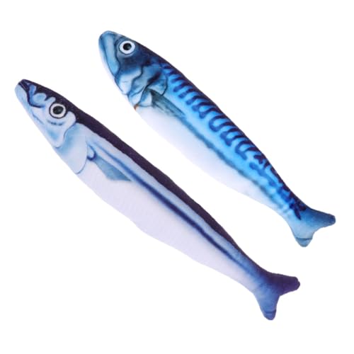 HEMOTON 2stücke Simulation Katzenminze Fisch Spielzeug Katze Quietsch Plüsch Teaser Spielzeug Mit Geräuschen Katzenangel Für Kätzchen Langeweile Vertreiben von HEMOTON