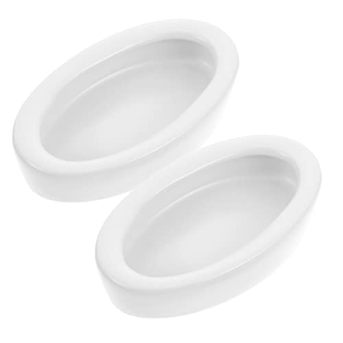 HEMOTON 2Stücke Keramik Reptilien Futter und Wasserschale Oval für Schildkröten Bartagamen und Geckos für Frisches Gemüse Snacks und Wasserhaltung Rutschfestes Design von HEMOTON