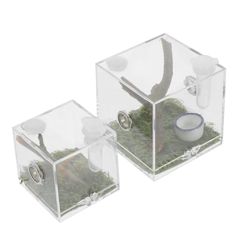 2 Stücke Terrarium für Springspinnen Transparentes Gehege mit Futteröffnung und Hygrometer für Kleine Reptilien Insekten und Arachniden 2 Stücke Terrarium für Springspinnen Transparentes Gehege mit Futteröffnung und Hygrometer für Kleine Reptilien Insekten und Arachniden von HEMOTON