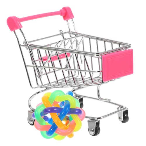 HEMOTON 2stücke Teiliges Papageien Spielzeug Mini Einkaufswagen Mit Ball Bildungs-Spielzeug Für Vögel Kauraussstattung Für Papageien Sittiche Und Nymphensittiche von HEMOTON