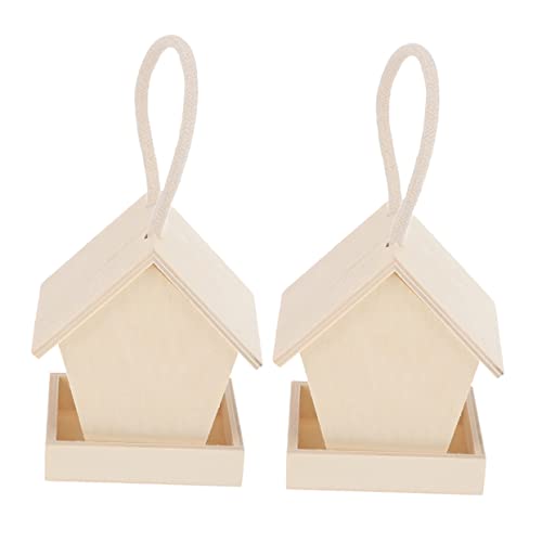 HEMOTON 2stücke Teiliges Vogelhaus Futterspender Aus Holz Kreatives Hängendes Futtergerät Für Garten Deko Für Wildvögel Und Gartenvögel Leicht Und Langlebig von HEMOTON