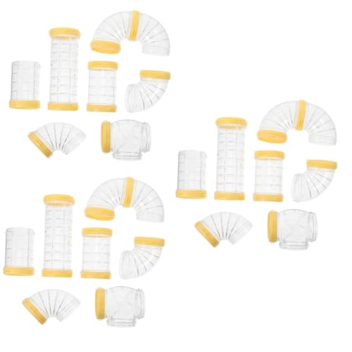 HEMOTON 3 Sätze Hamster Röhrenset Teiliges DIY Labyrinthspielzeug Leicht Montierbar Erweiterbar Kompatibel mit Käfigen für Hamster Meerschweinchen Igel und Kleine Haustiere Gelbe Ringe von HEMOTON