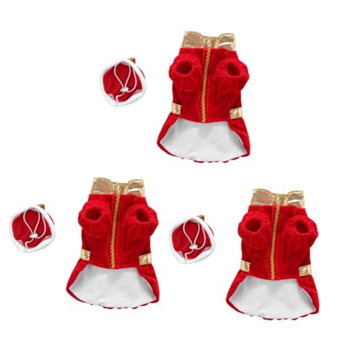 HEMOTON 3 Stck. Lustiges Halloween Haustierkostüm aus Acrylon Kreative Mütze für Kleine Hunde und Katzen Rotes Weihnachtskostüm Witzige Haustierkleidung für Festtage und Party von HEMOTON