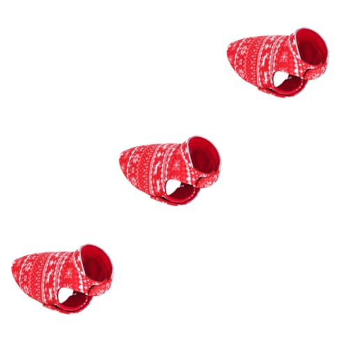 HEMOTON 3 Stck. Weihnachtliche Hundejacke mit Verstellbarem Bauch und Halsband Doppelseitig Bedruckt Gemütliche Fleece Winterjacke für Kleine Hunde Festliches Hunde Weihnachtsoutfit Rot Xs von HEMOTON
