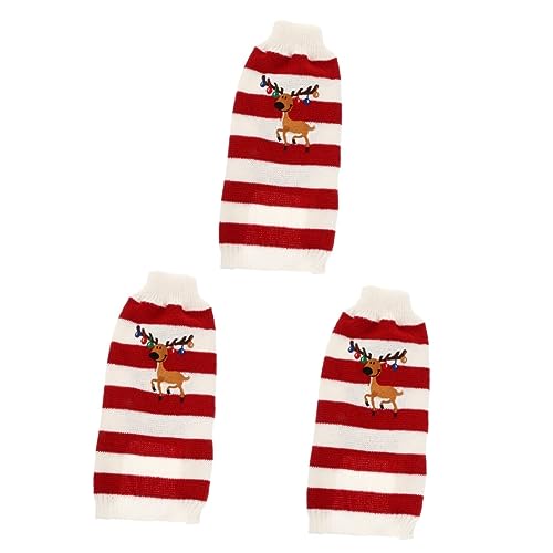 HEMOTON 3 Stück Hundepullover Weihnachtsstrickpullover Roter Elk Sweater Warm Ärmellos Weicher Pet Sweater für Hunde Festliche Haustierkleidung für Winter und Feiertage von HEMOTON