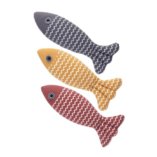HEMOTON 3 Stück Katzenspielzeug Kissen Süßes Katzenspielzeug Für Drinnen Katzen Kleine Katzen Neckendes Fisch Kätzchen Katzenminzenspielzeug Katzenbeißring von HEMOTON