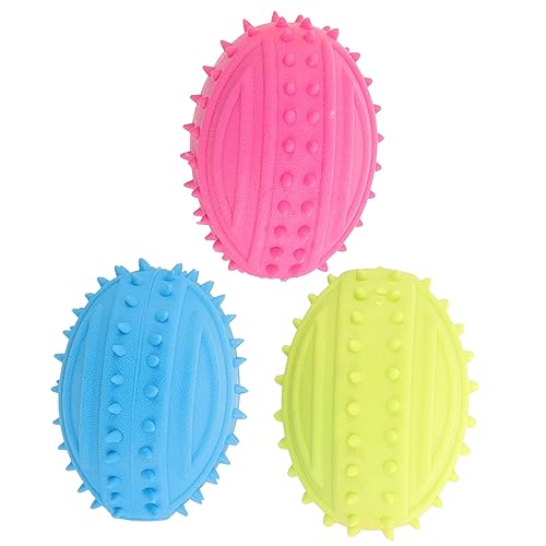 HEMOTON 3 Stück Quietschendes Interaktiver Rugby Ball für Welpen Zahnpflege aus TPR für Kleine und Mittlere HEMOTON 3 Stück Quietschendes Interaktiver Rugby Ball für Welpen Zahnpflege aus TPR für Kleine und Mittlere von HEMOTON