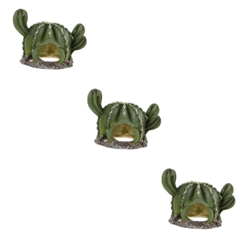 HEMOTON 3 Stück Reptilienhöhle Kaktusform aus Langlebigem Harz Dekoratives Versteck für Eidechsen und Schildkröten Stressreduzierendes Terrarium Ornament Pflegeleicht Geeignet für Diverse von HEMOTON