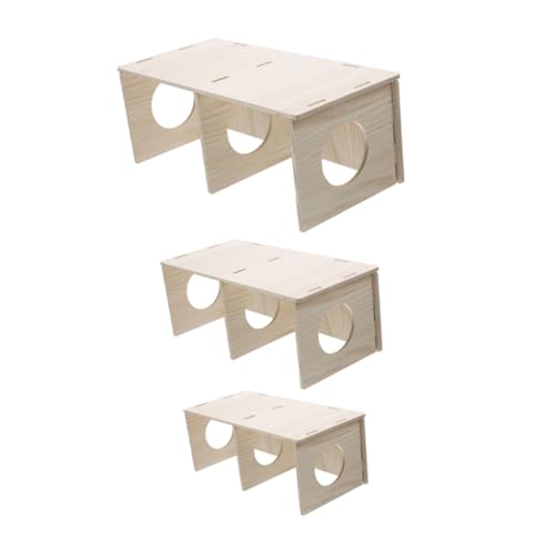 HEMOTON 3stücke Hamsterhaus Aus Naturholz Mit Mehrkammer-Design Für Hamster Und Igel Perfekter Unterschlupf Und Spielplatz Für Kleine Nagetiere von HEMOTON