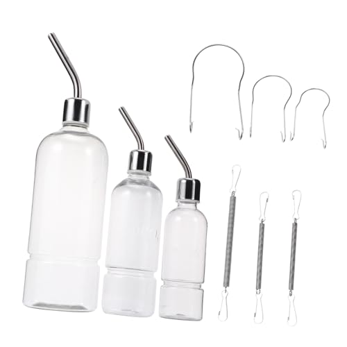 HEMOTON 3 Stück Teiliges Haustier Trinkflaschen aus Edelstahl Automatische Wasserspender für Hamster und Kaninchen Auslaufsicher Transparent Volumen Käfigzubehör von HEMOTON