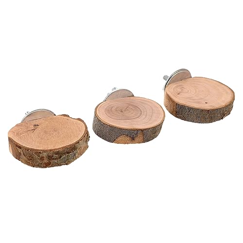 HEMOTON 3 Stück Teiliges Holzspielzeug mit Drehbarer Plattform für Kleine Tiere Vogel und Hamsterleiter Kletterspielzeug für Papageienkäfig Natürliche Holzleiter für Wellensittiche und von HEMOTON