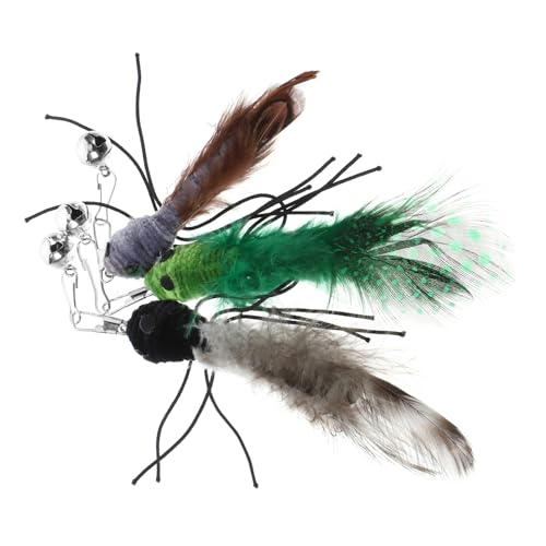 HEMOTON 3 Stück Teiliges Katzenspielzeug Interaktive Aufsätze für Katzenangel Farbenfrohen Insekten Designs für Wohnungskatzen Fördert Spiel und Bewegung von HEMOTON