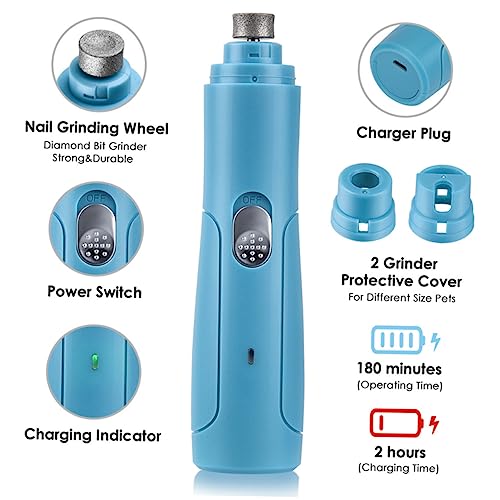 HEMOTON 3 Stück Teiliges Set Elektrischer Krallenpolierer für Haustiere Automatischer Nageltrimmer Kreativer Nagelknipser und Schleifwerkzeug für Katzen und Hunde Sicher und von HEMOTON