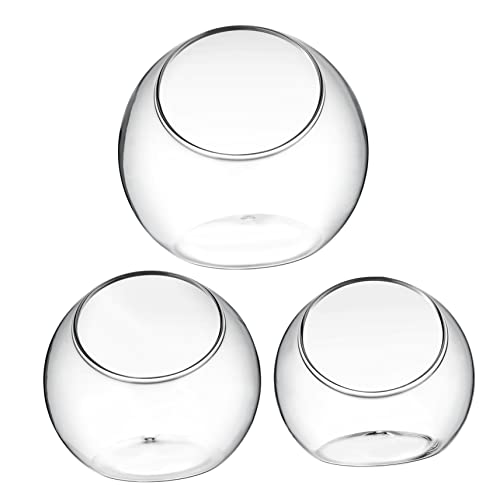 HEMOTON 3 Stück Teiliges Terrarium mit Runden Klaren Pflanzgefäßen für Sukkulenten und Wasserpflanzen Dekorative Glasvasen Verschiedenen für Tisch und Wohnraumdeko von HEMOTON