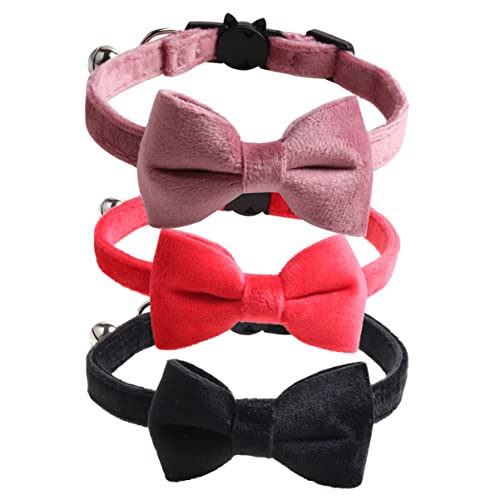 HEMOTON 3 Stück Velvet Bogenkatze Halskette Und Katzenhalsbänder Plaid Kragen Dekoratives Haustierhalsband Mit Schleife Beruhigungshalsband Für Katzen Flanell von HEMOTON
