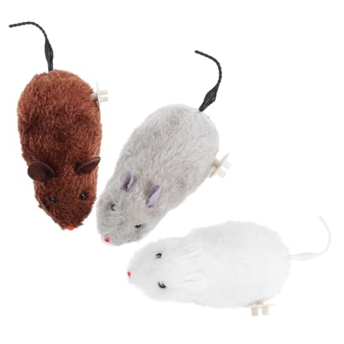 HEMOTON 3stücke Spielzeugmaus Für Katzen Aufzieh-Maus Mit Plüschmaterial Interaktives Katzenspielzeug Mit Realistischem Design Maus-Spielzeug Für Hauskatzen von HEMOTON
