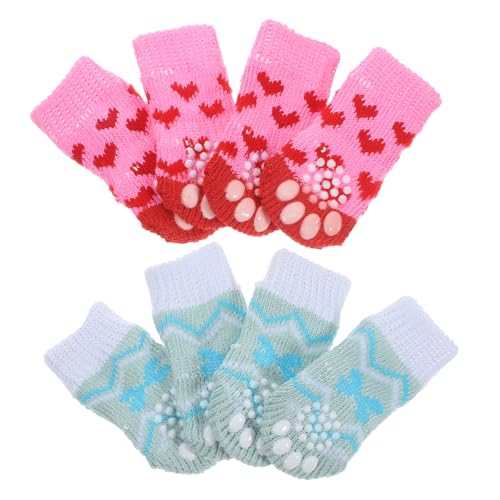 HEMOTON 4 Paare rutschfeste Hundesocken aus Baumwolle für Kleine Hunde Teiliges mit Pfotenschutz für Winter Atmungsaktive und Bequeme Socken Rot und Wassergrün für Drinnen und Draußen HEMOTON 4 Paare rutschfeste Hundesocken aus Baumwolle für Kleine Hunde Teiliges mit Pfotenschutz für Winter Atmungsaktive und Bequeme Socken Rot und Wassergrün für Drinnen und Draußen von HEMOTON
