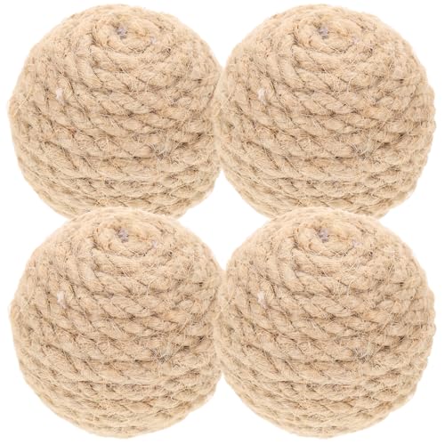 HEMOTON 4 Stück Catnip Cat Kratzball Für Katzen Katzenspielzeug Für Wohnungskatzen, Kätzchen Interaktives Katzenspielzeug Kratzer Kätzchenspielzeug Für Wohnungskatzen Post Light Brown Jute von HEMOTON