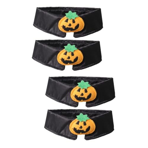 HEMOTON 4 Stück Halloween Katzen Hundehalsband Verstellbare Niedliche Kürbis mit Fliege Haustier Kostüm Zubehör für Kleine und Mittlere Katzen Sowie Hunde Halloween Dekoration von HEMOTON